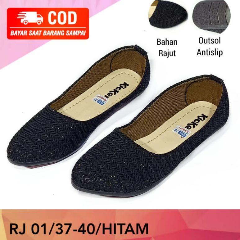 Sepatu wanita rajut/sepatu kickers rajut/Flatshoes rajut kickers kode Rj 01 [IDN.01Jl22ᴷ]