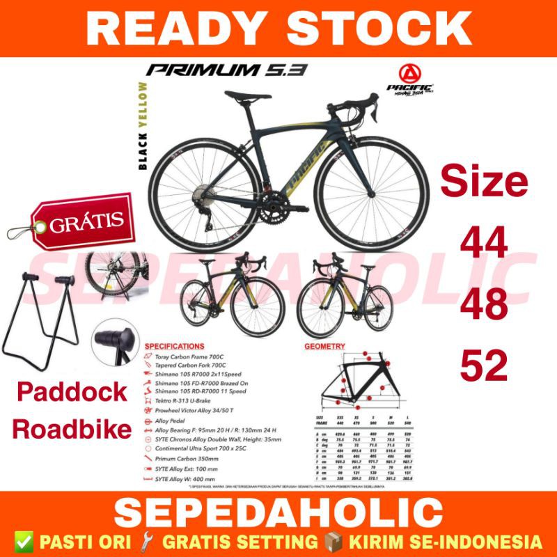 Sepeda Balap Roadbike 700C PACIFIC PRIMUM 5.3 Carbon Shimano 105 2x11 Speed Garansi Resmi 5 Tahun