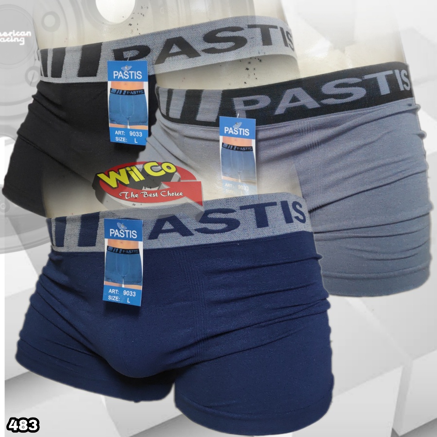 K483T - (HARGA PER 3 Pcs) CELANA DALAM BOXER PRIA PASTIS SIZE M - XL