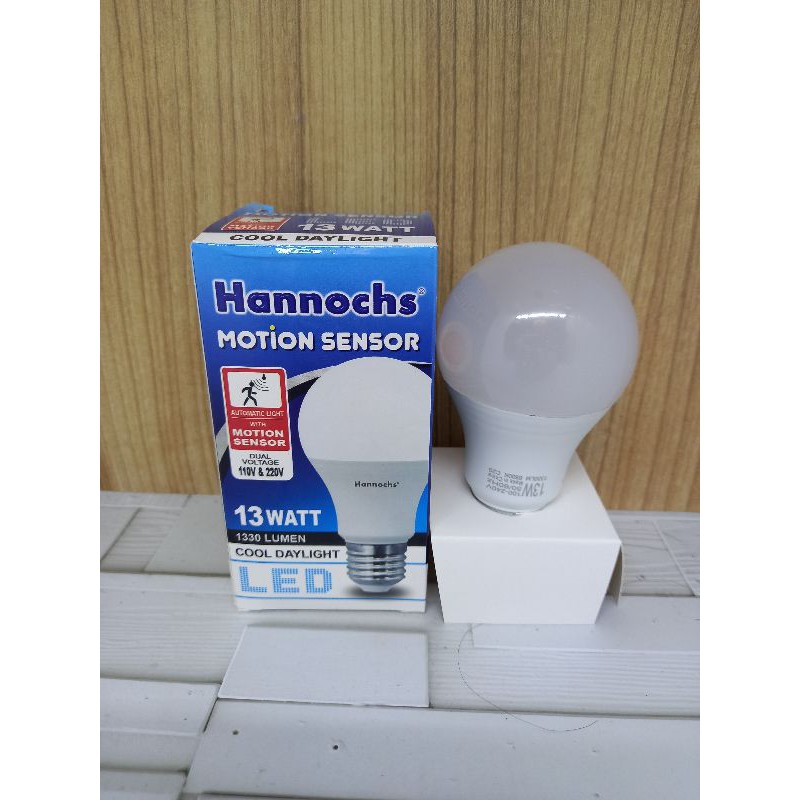 HANNOCHS BOHLAM LAMPU LED MOTION SENSOR GERAK 13 WATT ORIGINAL