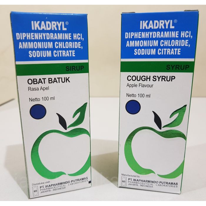 Ikadryl Sirup 60ml Obat Batuk Kering Alergi Rasa Apel