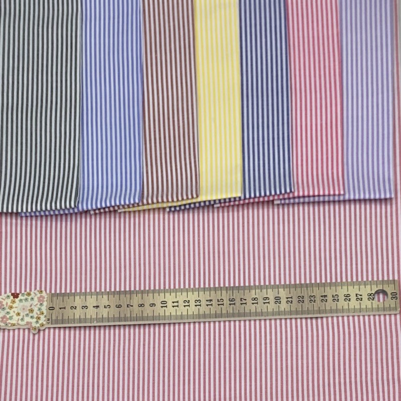 Kain Katun Yarndyed Motif Garis Stripe /Kain Salur Lebar 150cm Kain Katun Jepang Tokai Senko Salur Kecil 2milimeter (Harga per 1/2 meter)
