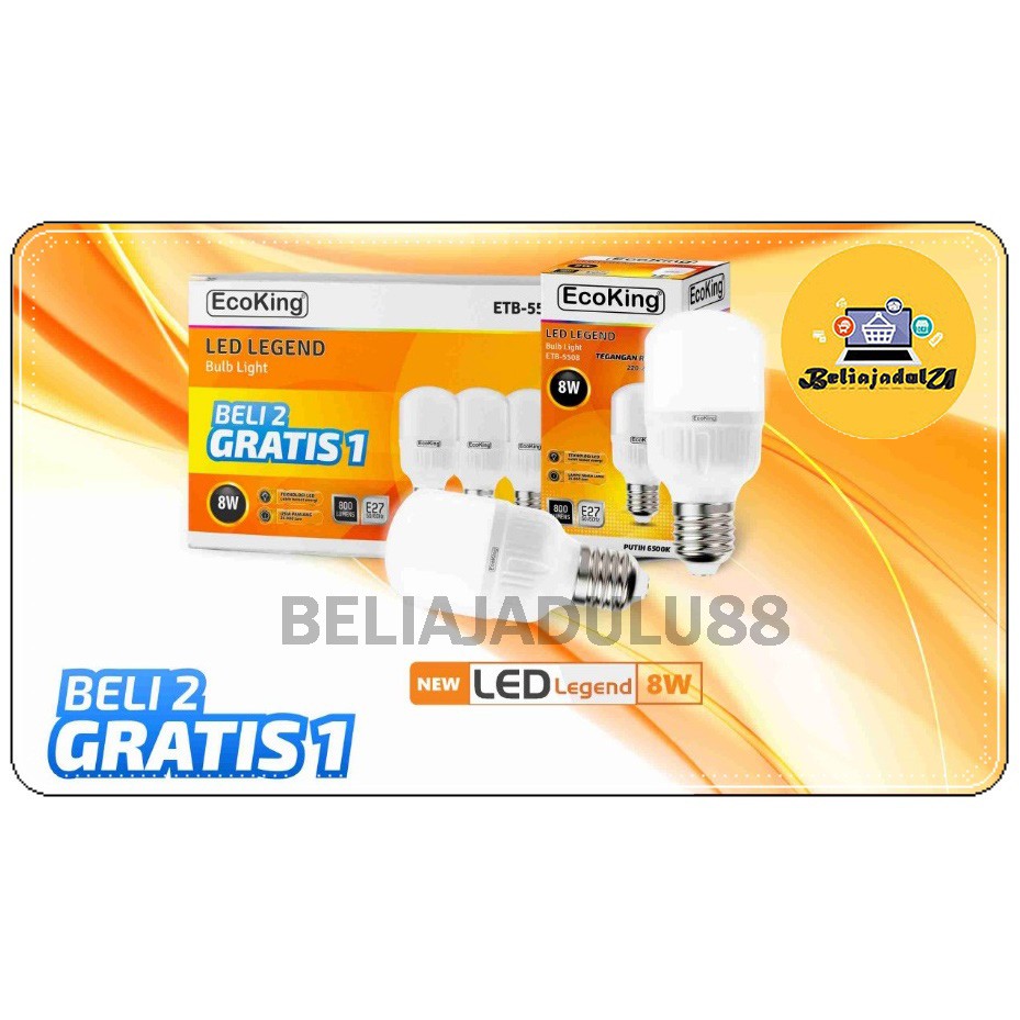 Beliajadulu88 Lampu LED Murah paket 8 watt / Lampu LED / Lampu Murah / LED Bulb ECOKING LEGEND