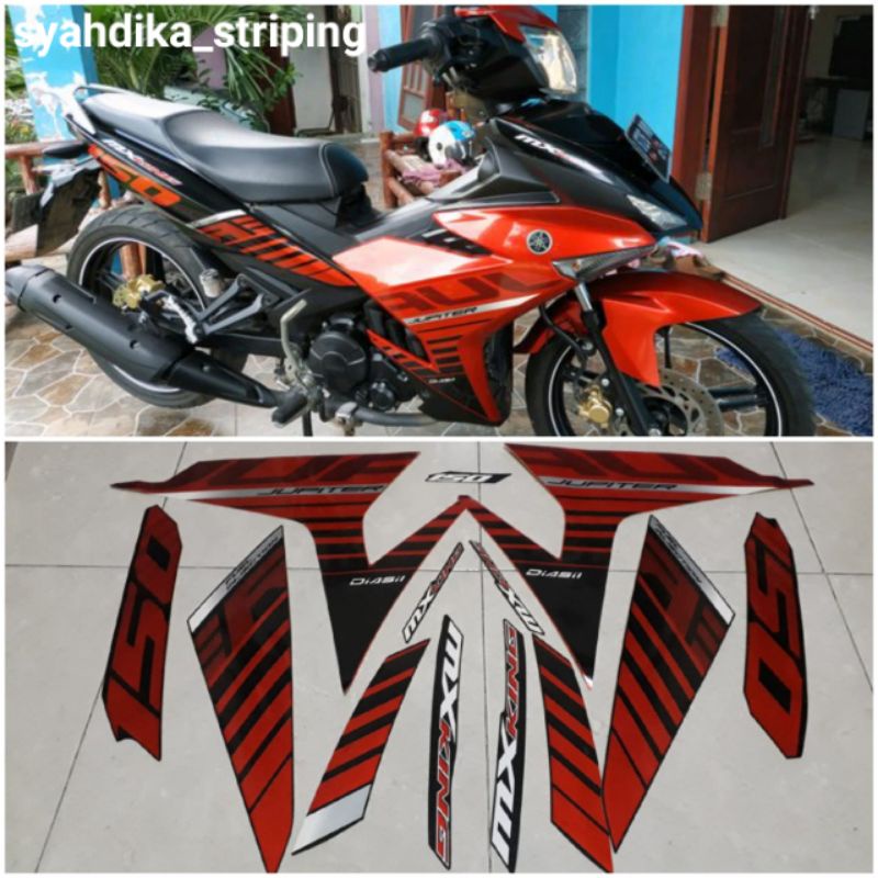 STIKER STRIPING LIS BODY YAMAHA MX KING 150 JUPITER MX KING 150 2015 2016 MERAH HITAM