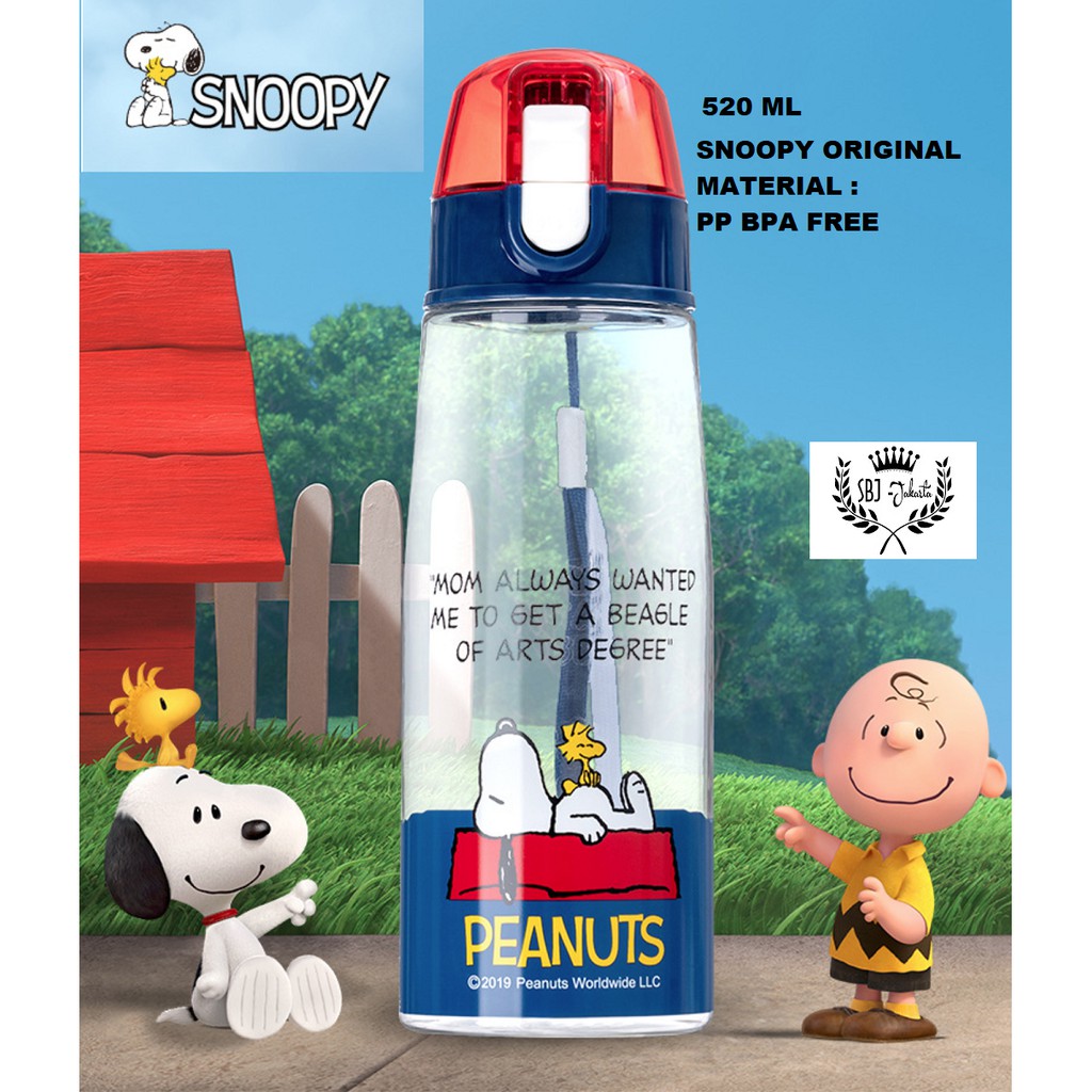 BOTOL MINUM PLASTIK ANAK BPA FREE 520 ML SNOOPY PEANUTS ORIGINAL