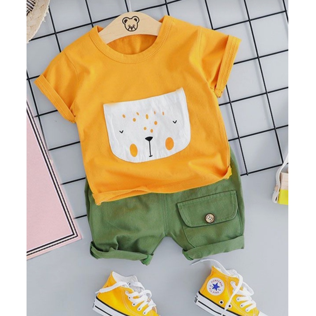 KALILA - POKPOK CAT Setelan Baju Anak Laki Laki Bahan KATUN Umur 1 - 6 Tahun