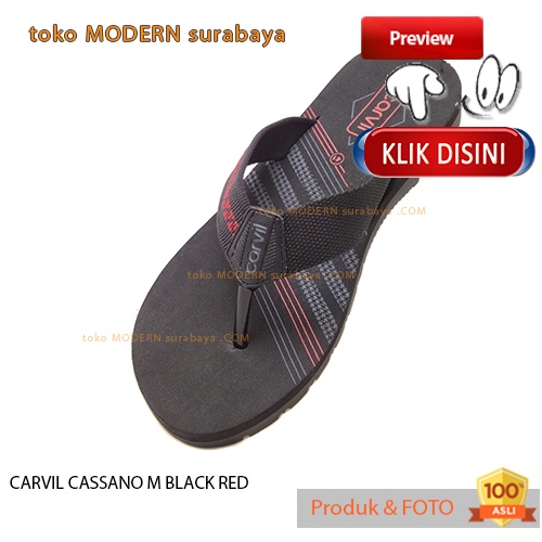 CARVIL CASSANO M BLACK RED sandal pria casual sandal jepit spons