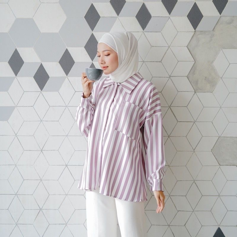 grosir_solo || KEMEJA SALUR OVERSIZE / KEMEJA GARIS STRIPE JUMBO / STRIPY SHIRT