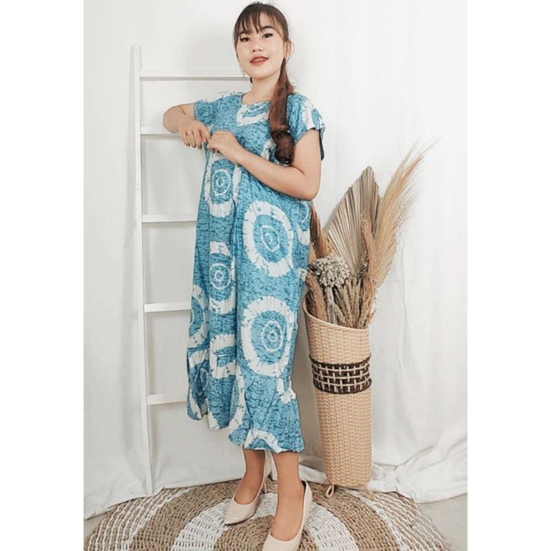 RUFFLE RIT SERUT JUMBO BAJU TIDUR VIRAL KEKINIAN TIE DYE HARGA GROSIR MOTIF RANDOM SURABAYA-Bulat Biru