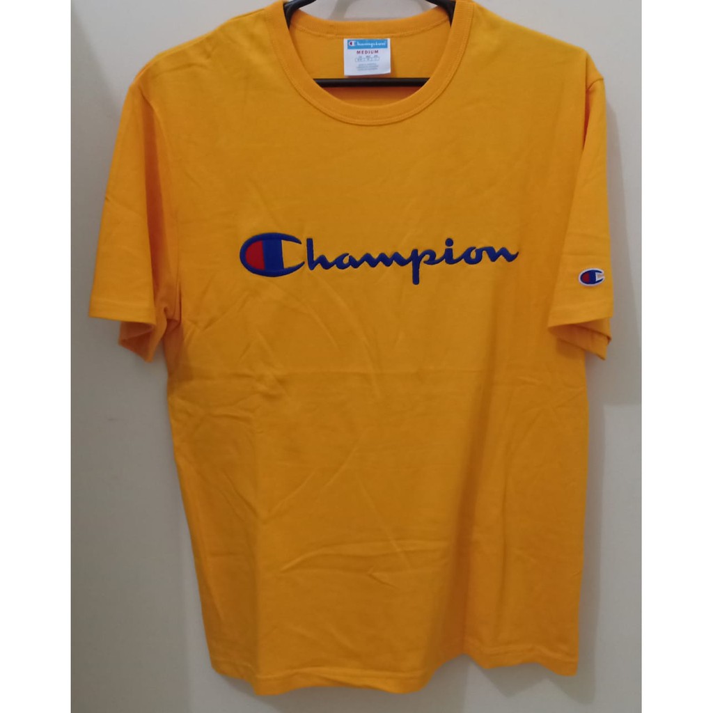 T Shirt Kaos Champion Script Tee Bordir Europe Market T Shirt Kaos Champion Script Tee Bordir Europe Market