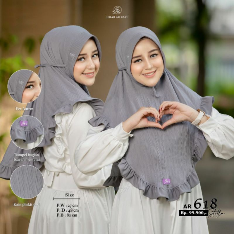Arrafi 618 Hijab kerudung Plisket tali terbaru