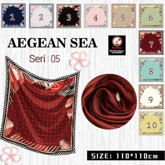Jilbab Segi Empat Satin Velvet Motif Polkadot Bunga - seri : AEGEAN 05
