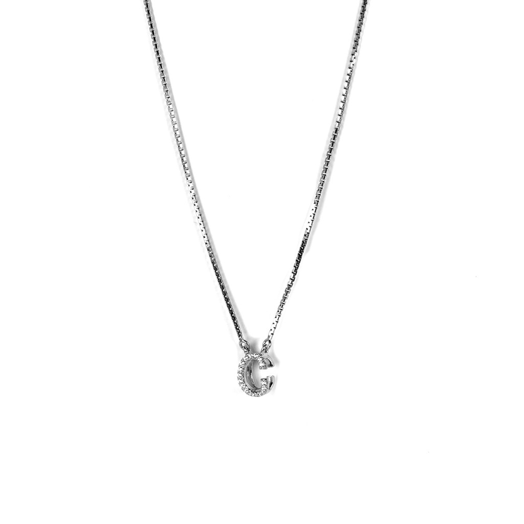 Dparis kalung silver inisial C