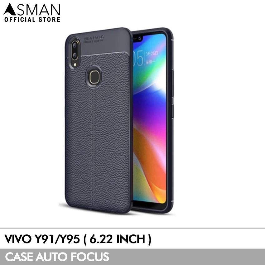 Auto Focus Vivo Y91 / Y95 (6.22&quot;) | Soft Case Leather Premium - Hitam