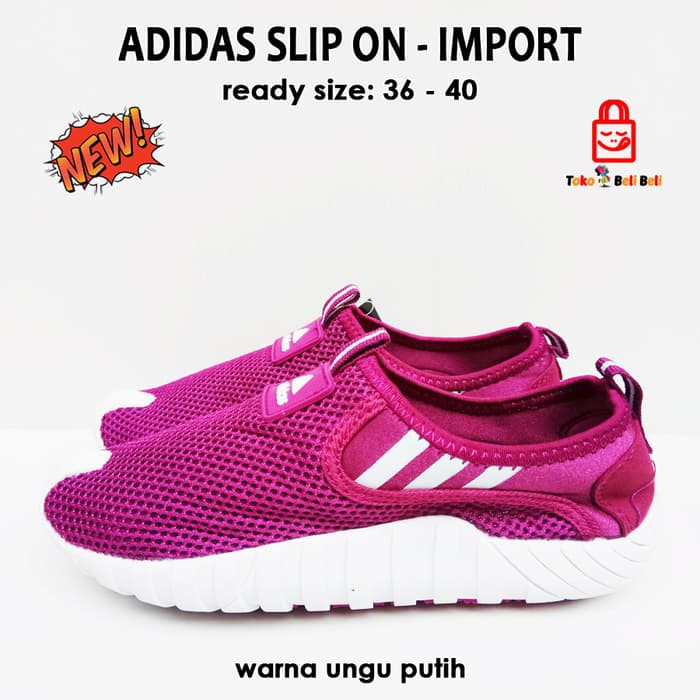 adidas slip on import - ungu putih / sepatu wanita / adidas slip on -