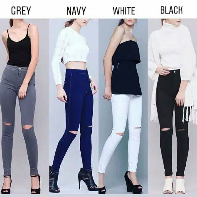 Celana Jeans Wanita Skinny Highwaist Jeans Wanita Terbaru 2020 Denim Murah Ripped Jeans Kekinian Shopee Indonesia