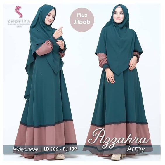 (Puspahijab Collection) Az - Zahra Syar'i Gamis + Khimar Wanita/Pakaian Muslim Wanita One Size