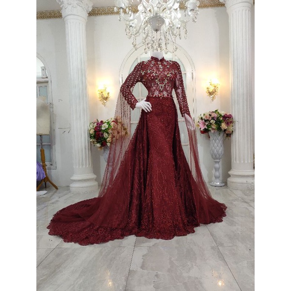 GAUN PENGANTIN SLIM FULL PAYET | GAUN PENGANTIN MUSLIM | BAJU PENGANTIN AKAD PAYET | GOWN PENGANTIN