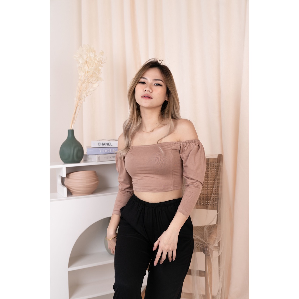 (COD) OH Fashion Cory Sabrina Crop top Stylish Wanita #2470