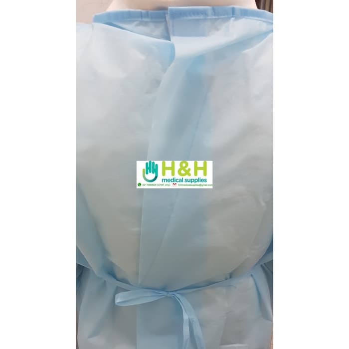 Surgical Gown Biru Muda / Apron Lengan Panjang / APD