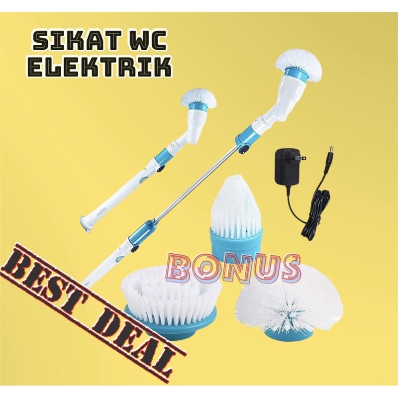 VS BG - Sikat Wc Elektrik Lantai Dinding Kamar Mandi Gagang Panjang Pel Otomatis
