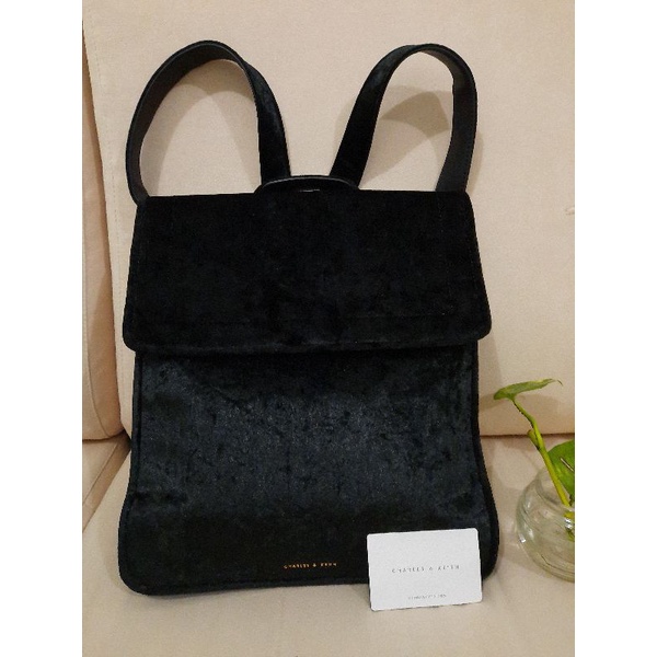 New Charles and Keith Bagpack Ponyhair Black Authentic