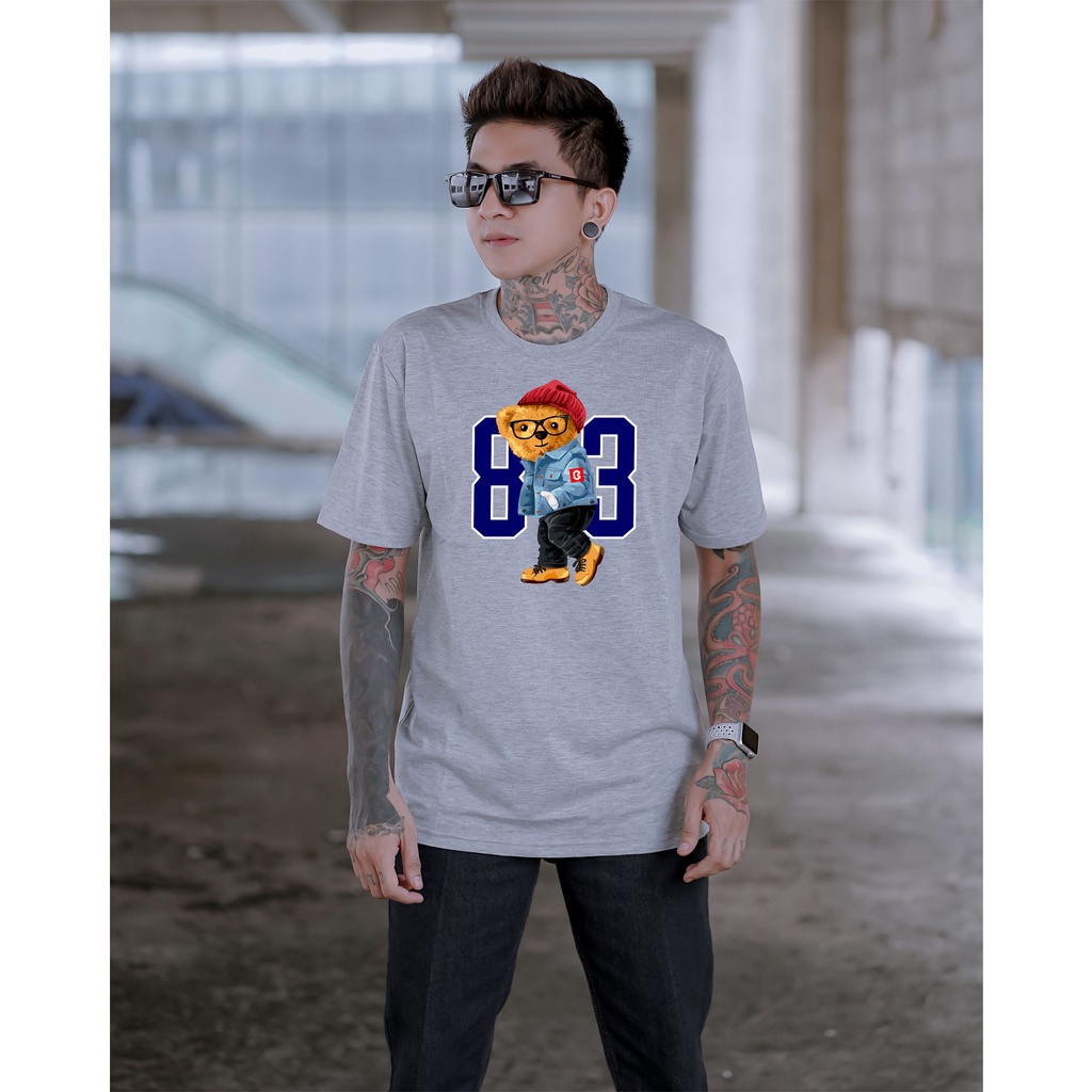 BRIGO Kaos Lengan Pendek Bear 83 II Kaos Distro BRIGO Beruang 83 II Kaos Katun Combed M-XL ( Pria &amp; Wanita )