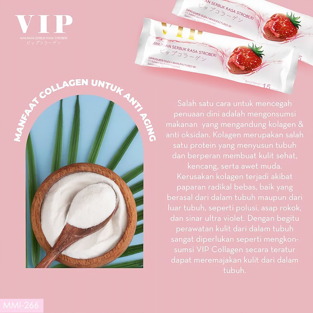 VIP COLLAGEN BOX minuman serbuk perawatan kulit dari dalam 100% original BPOM