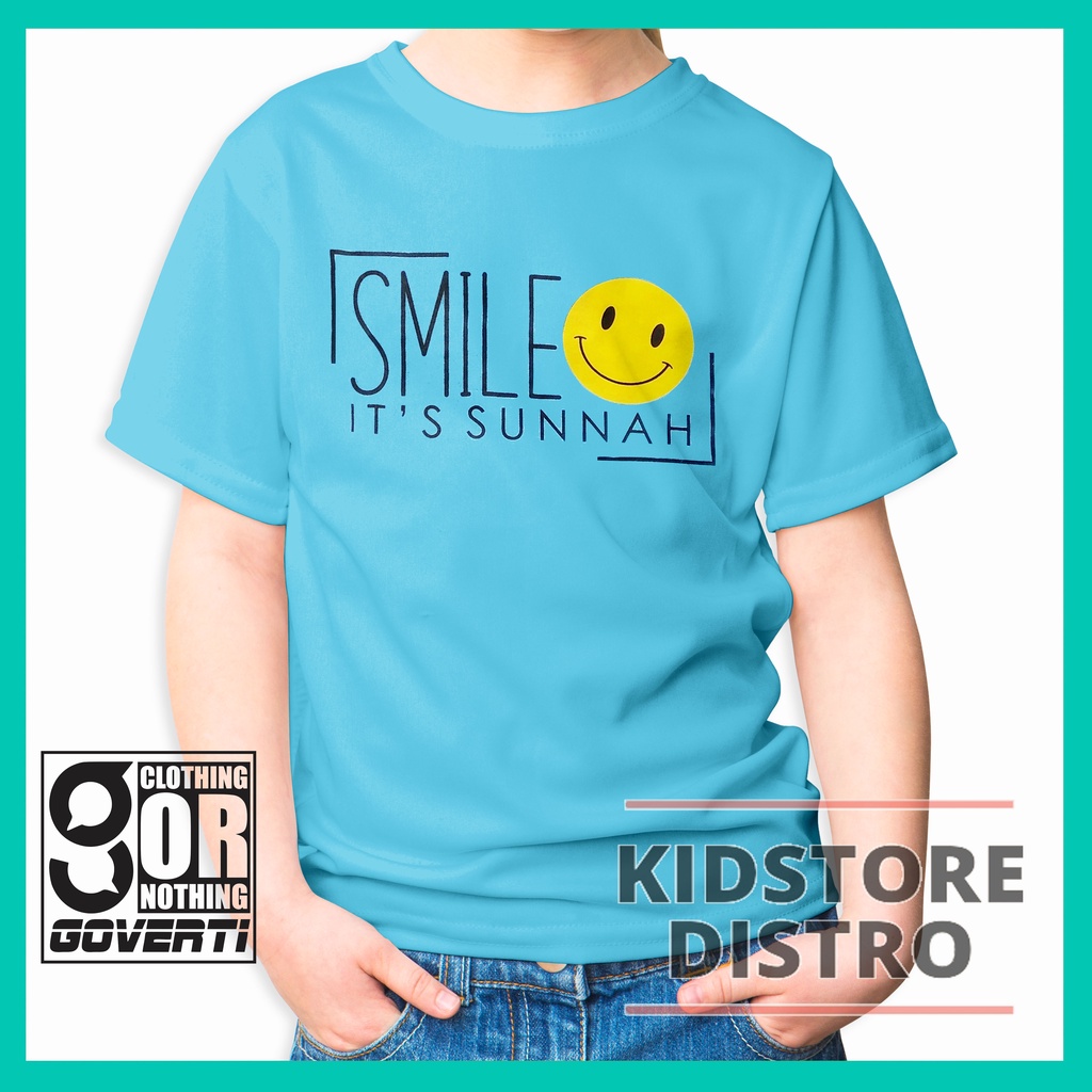 Baju Kaos Anak Islami / Kaos Anak Dakwah / Kaos Muslim Islami / Motif Smile Sunnah / Baju Anak Sahabat Nabi / Kaos Anak Khalifah