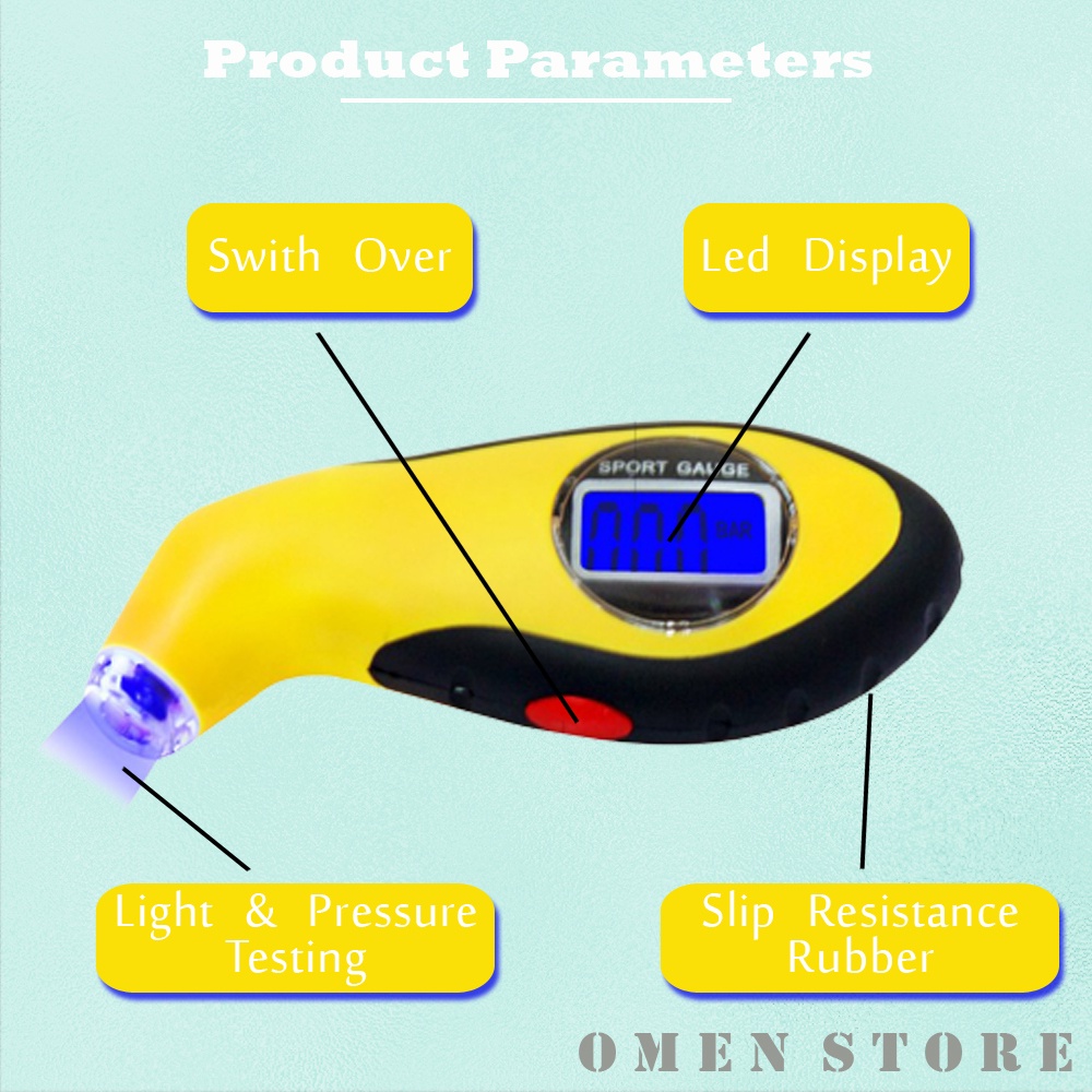 Tekanan Ban Digital LCD Barometers Mobil Motor dan Sepeda | omenstore