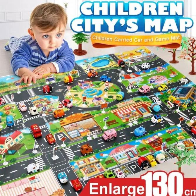 

Mainan Edukasi Anak PETA/CHILDREN CITY MAPS Perkotaan + 10 pcs Mobil Star Seller Termurah