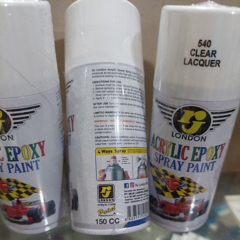 Pilok Pilox Cat Rj Clear Glossy 540 Pernis Mengkilap 150cc Warna Transaparant Cat Semprot RJ london