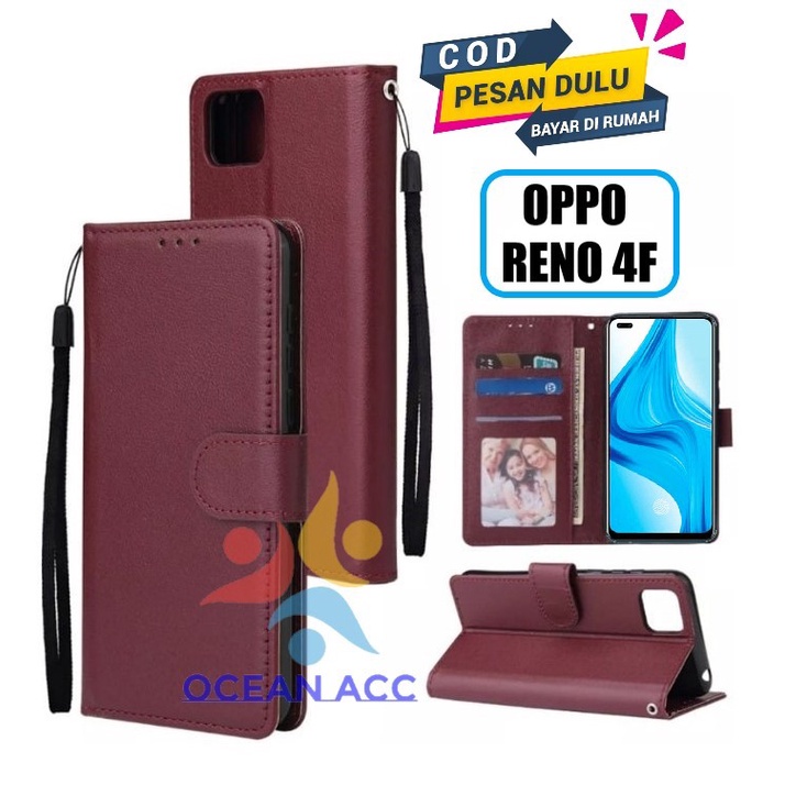 DOMPET HP UNTUK OPPO RENO 4F (2020) NEW LEATHER FLIP CASE OPPO RENO 4F(2020) NEW