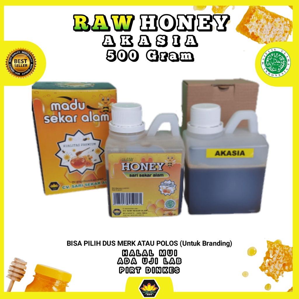 PROMO 500 Gram Raw honey/hitam pahit/madu Akasia free dus