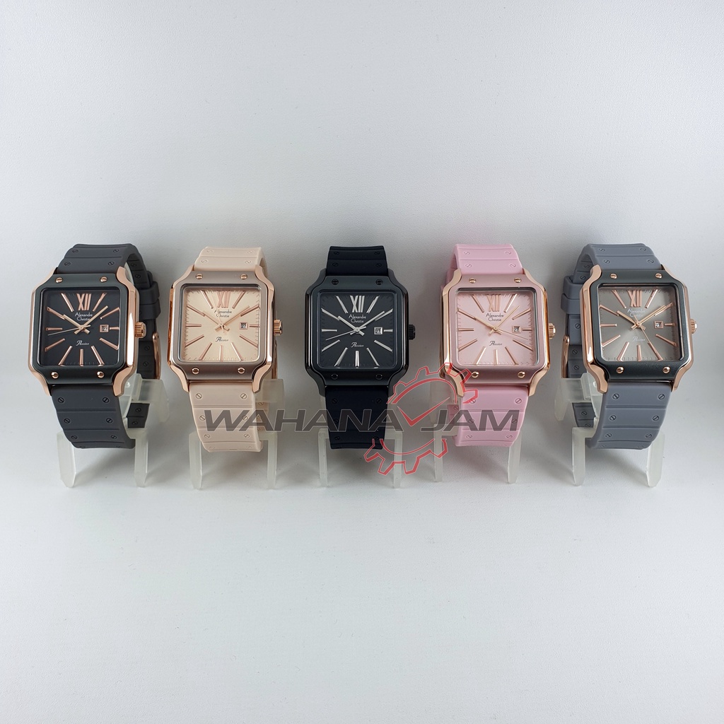 Alexandre Christie AC 2942 LD / Jam Tangan Wanita AC2942 Alexander Cewek Kotak Rubber Rosegold