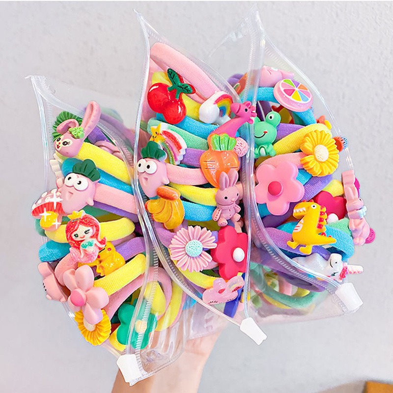 [ACKER] 10Pcs/Set Unicorn Bunga Pelangi Bentuk Hewan Lucu Anak Hairband Ikat Rambut