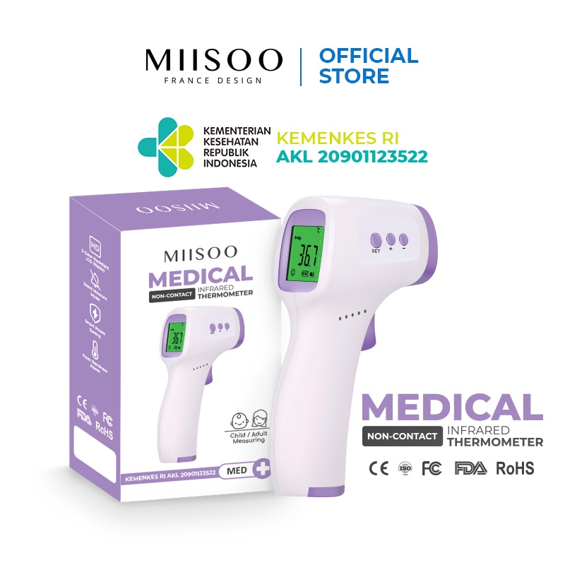 MIISOO Thermometer Digital Infrared Gun / Termometer Suhu Tubuh /thermometer Dahi/ Alat ukur badan