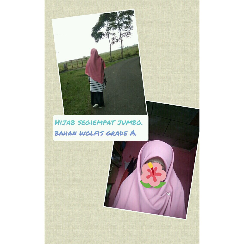Jilbab segiempat wolfis grade A jumbo ukuran 150