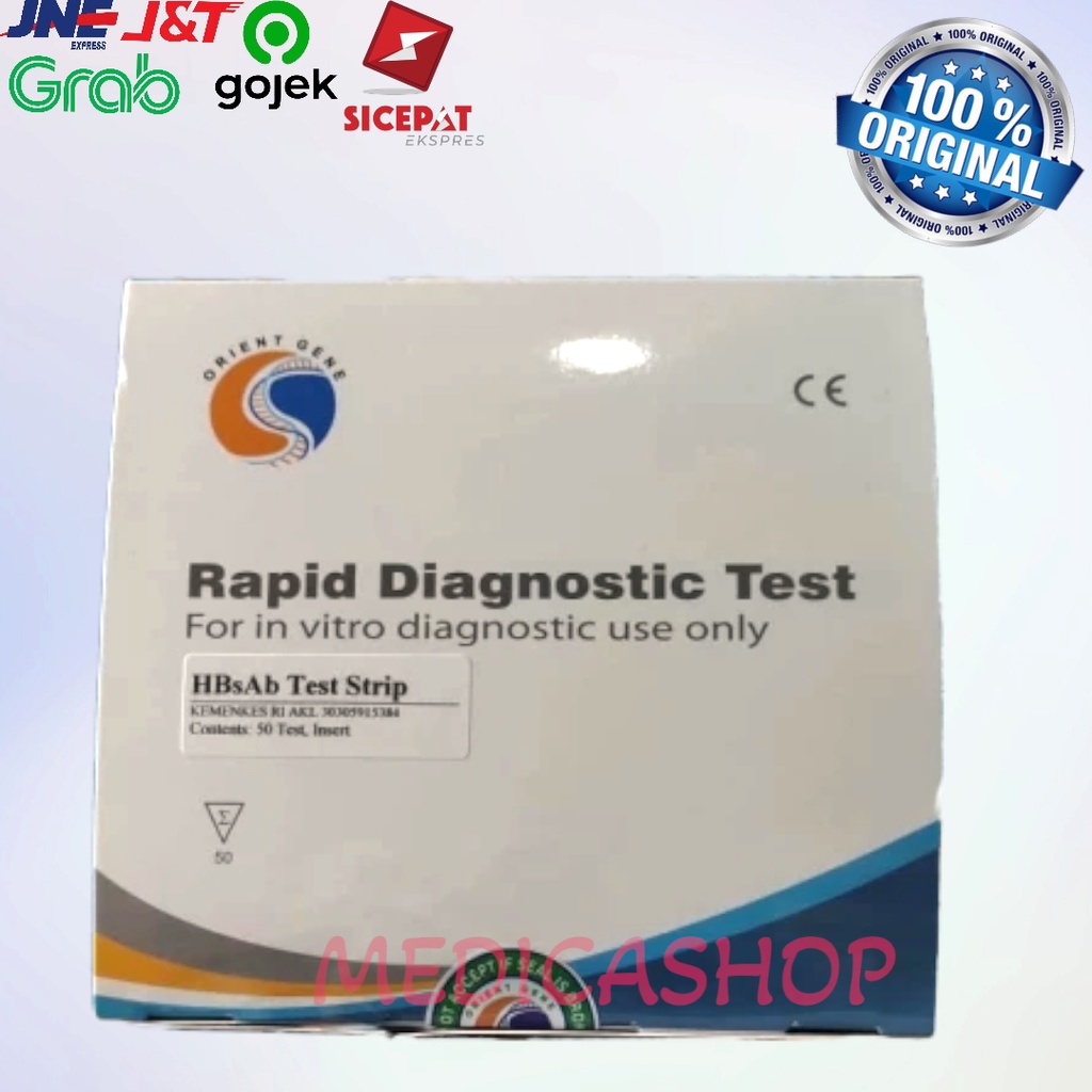 Orient Gene* HBsAb Strip Test Serum/Plasma Orient isi 50