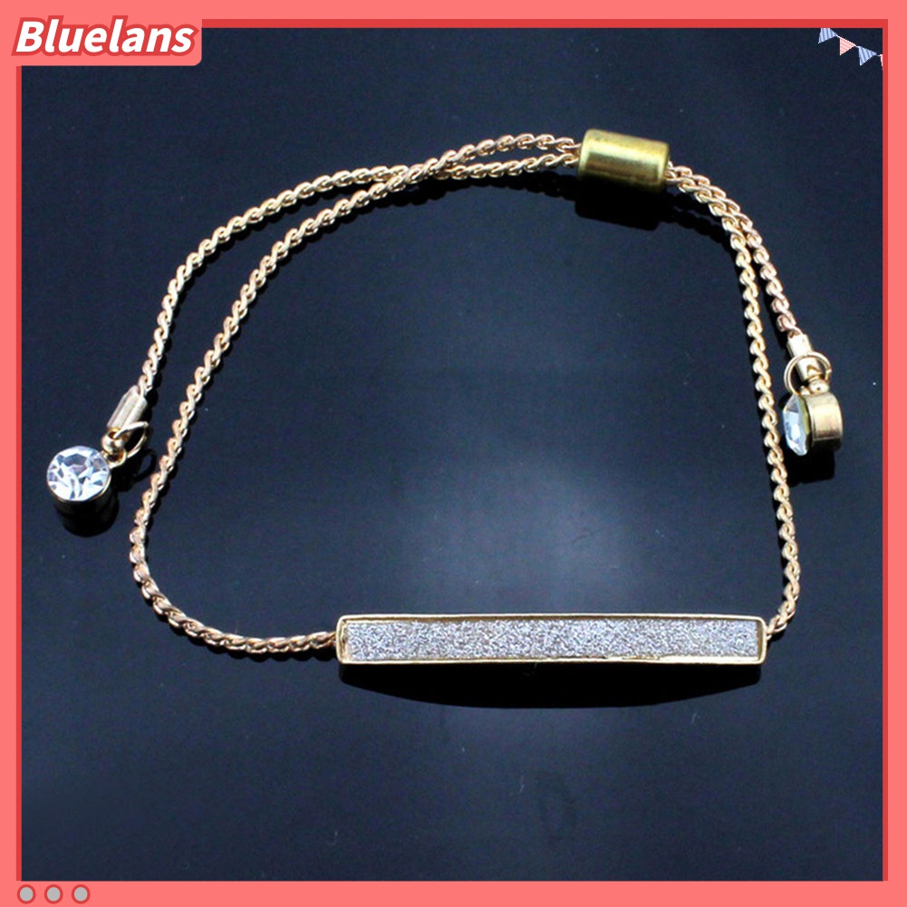 Bluelans Gelang Bangle Model Serut Adjustable Aksen Glitter Untuk Wanita