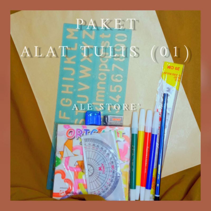 

BTS PAKET ATK (01) ALE STORE' (penggaris, spidol, serutan, busur, pensil, origami, penghapus)
