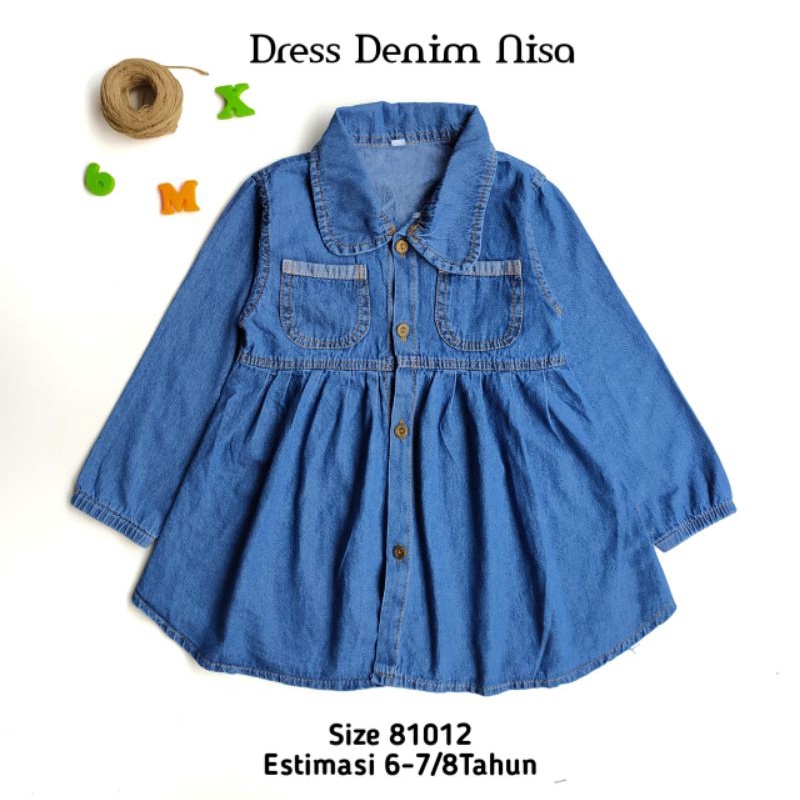 Dress Kemeja Jeans Anak Lengan Panjang 6 7 8 Tahun NISA