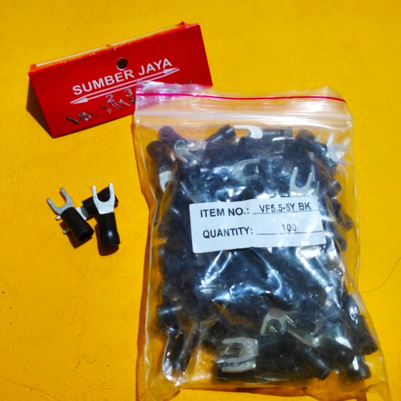 Skun kabel Y Hitam VF 5.5-5 / skun garpu  TERMURAH