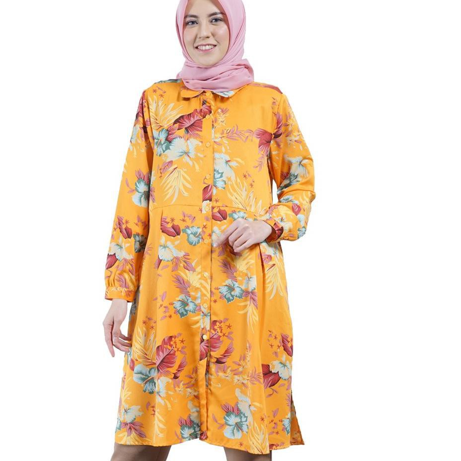 Elzatta Tunik Motif Mustard Tunik Almanda