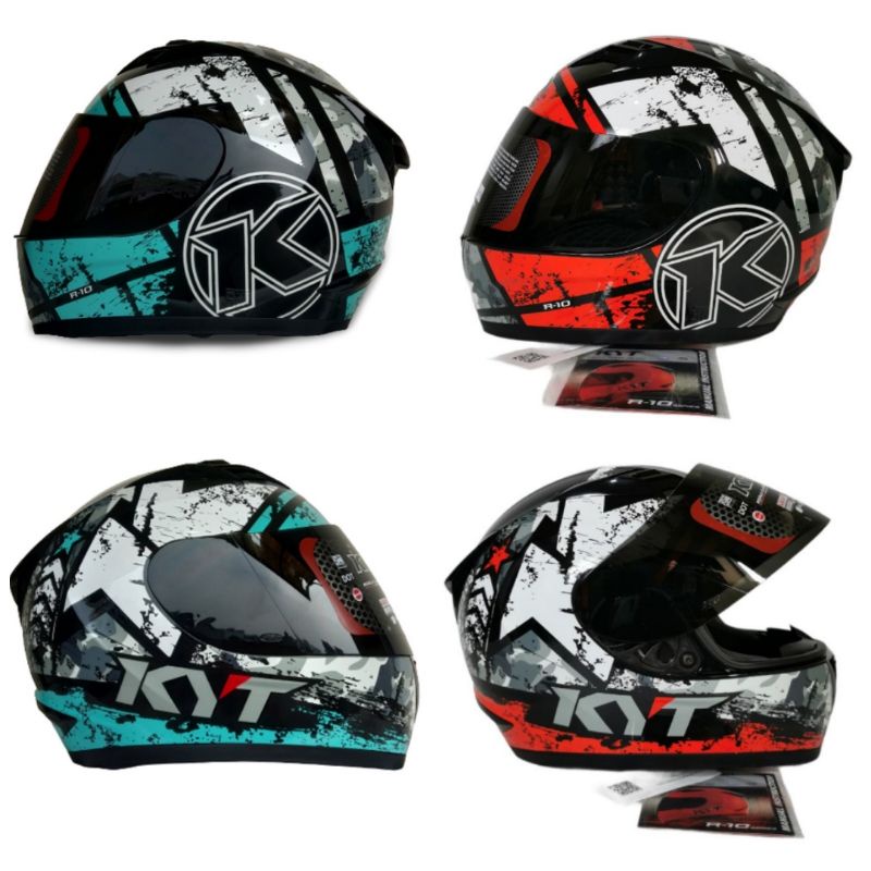Helm Kyt R10 #3 Black/White/Red & Balck/Aqua Blue