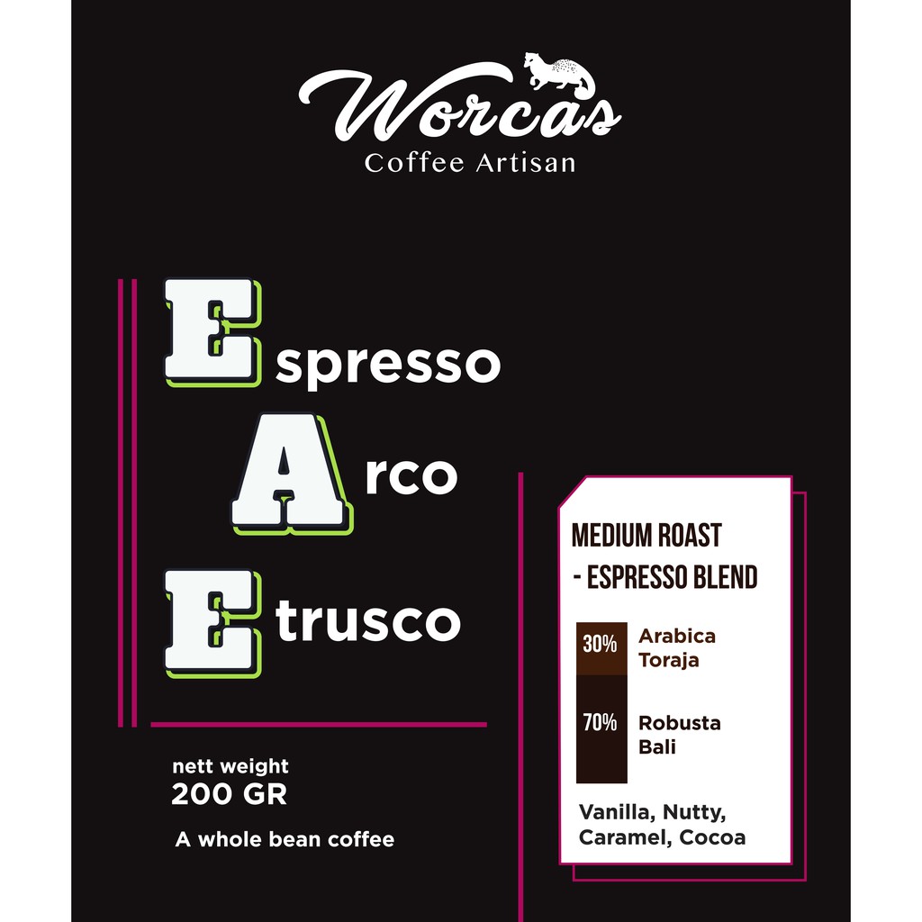 

PROMO WORCAS Arco Etrusco Espresso Blend 200 Gram Medium Roast