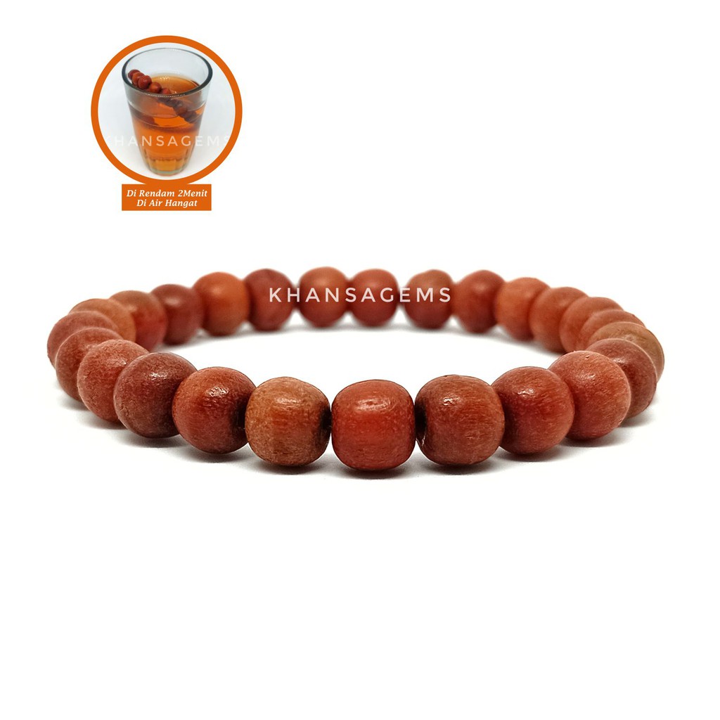 Gelang Kayu Original Secang Brahma Merah Diameter 8mm Kualitas Premium