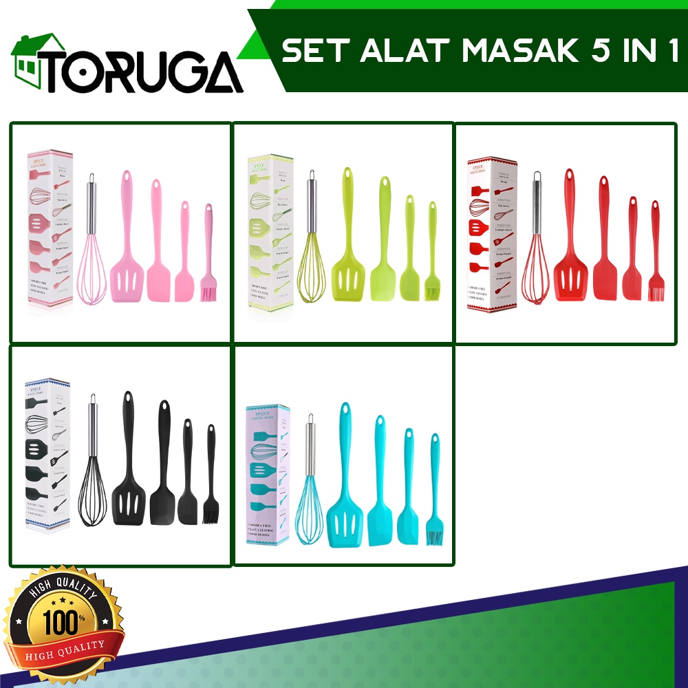 Alat Masak Silicone Spatula Sutil Silikon Tahan Panas 1 Set 5 Pcs