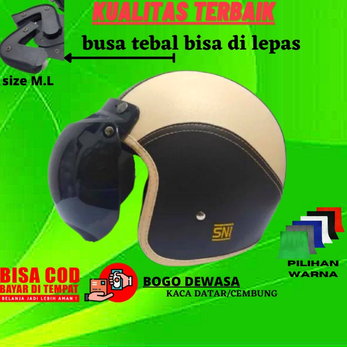 (BAYAR DI RUMAH) helm bogo full kulit SNI helm bogo full kulit original helm bogo dewasa cewek/cowok