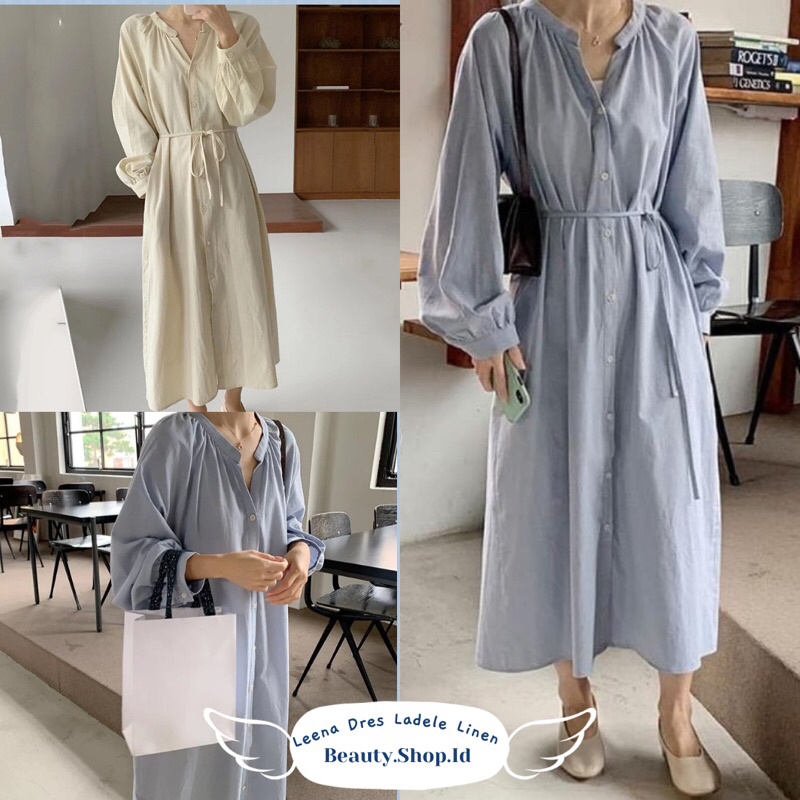 KOREAN STYLE LEENA DRESS LADEL LINEN G1